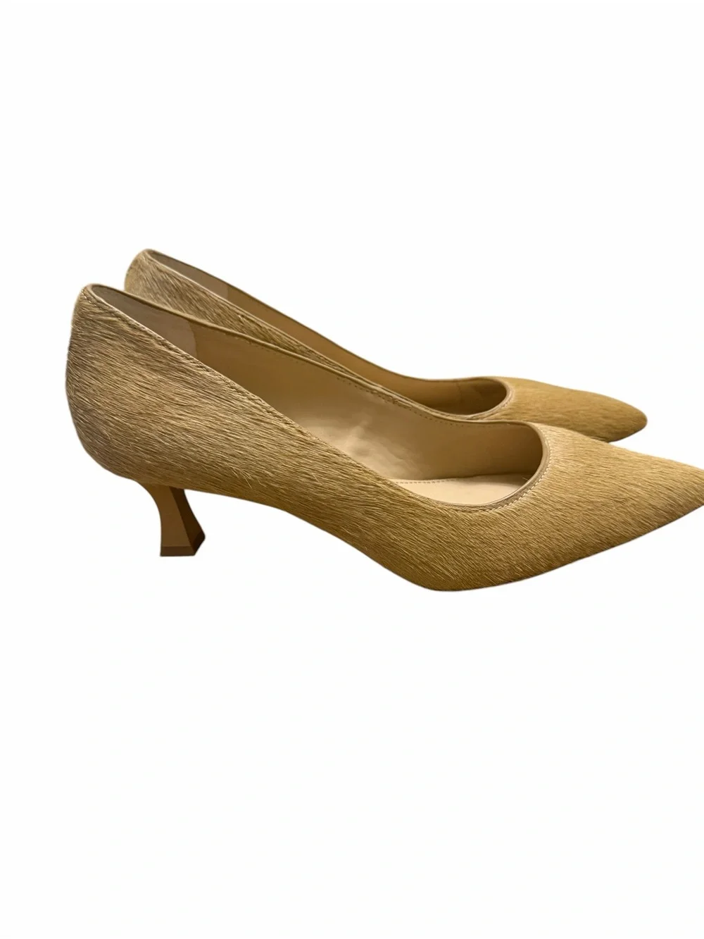 NWOB Gianni Bini Calf Hair Pointed Toe Kitten Heel Pumps Camel Tan Size 7